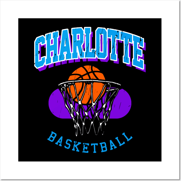 Vintage Charlotte Basketball Wall Art by funandgames